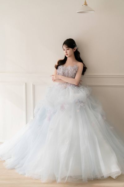 高雄翡麗婚紗 韓系婚紗 花園系列禮服 花園舞蝶．湛藍蝴蝶結禮服4