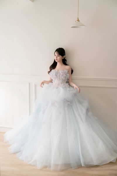 高雄翡麗婚紗 韓系婚紗 花園系列禮服 花園舞蝶．湛藍蝴蝶結禮服4