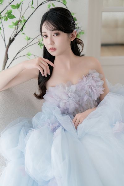 高雄翡麗婚紗 韓系婚紗 花園系列禮服 花園舞蝶．湛藍蝴蝶結禮服4